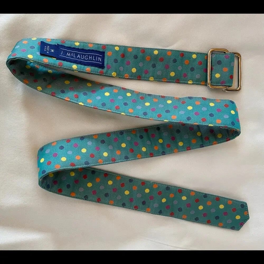 J.McLaughlin M Teal Polka Dot Belt,‎ Double Buckles